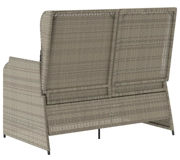 VidaXL világosszürke polyrattan dönthető kerti pad párnával