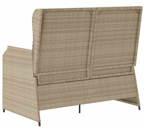 VidaXL bézs polyrattan dönthető kerti pad párnával
