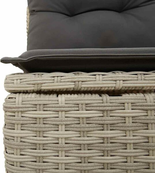 VidaXL világosszürke polyrattan dönthető kerti pad párnával