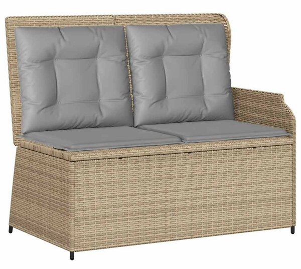 VidaXL bézs polyrattan dönthető kerti pad párnával