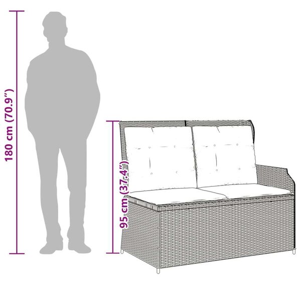 VidaXL bézs polyrattan dönthető kerti pad párnával