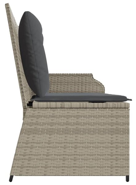 VidaXL világosszürke polyrattan dönthető kerti pad párnával