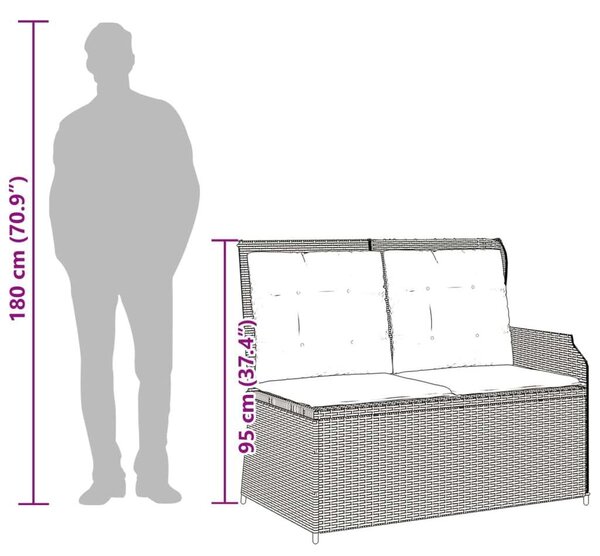 VidaXL bézs polyrattan dönthető kerti pad párnával