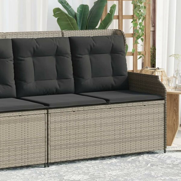 VidaXL világosszürke polyrattan dönthető kerti pad párnával