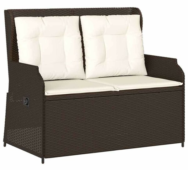 VidaXL Kertbútor - Dönthető Polyrattan Pad - Barna - 2 személyes