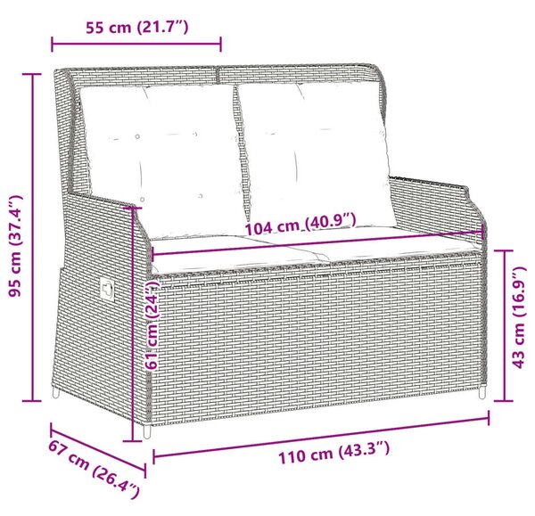 VidaXL Kert Pad - Dönthető - Polyrattan - 110cm