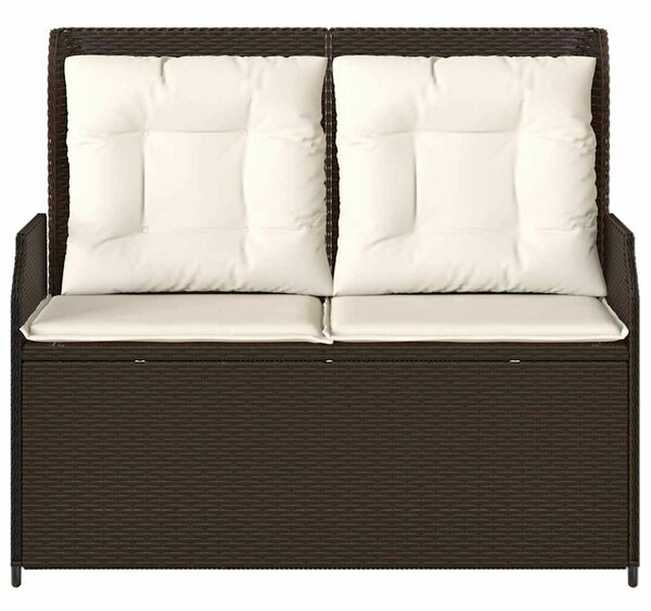VidaXL Kertbútor - Dönthető Polyrattan Pad - Barna - 2 személyes