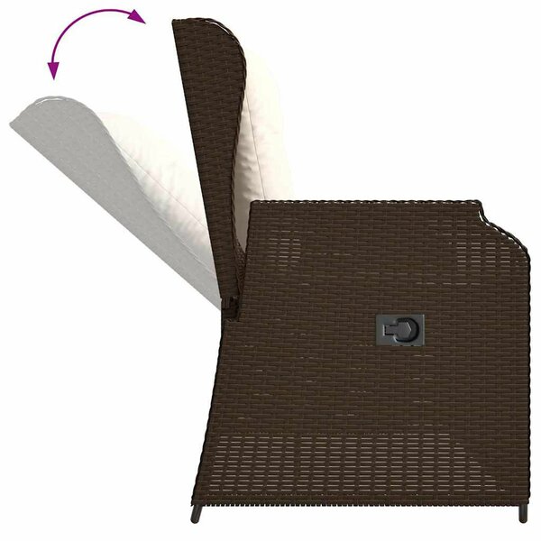 VidaXL Kertbútor - Dönthető Polyrattan Pad - Barna - 2 személyes