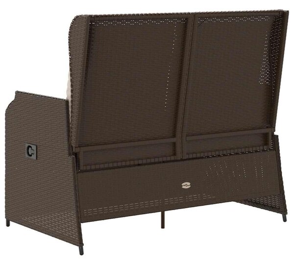 VidaXL Kertbútor - Dönthető Polyrattan Pad - Barna - 2 személyes