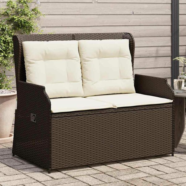 VidaXL Kertbútor - Dönthető Polyrattan Pad - Barna - 2 személyes