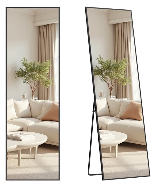 SONGMICS álló egész testes tükör alumínium kerettel, 160 x 50 cm, matt fekete