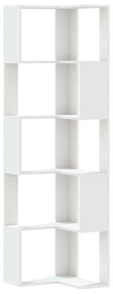 VidaXL 5 szintes fehér szerelt fa sarok könyvespolc 50 x 50 x 179 cm
