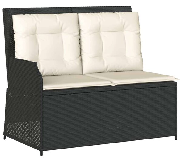 VidaXL fekete polyrattan dönthető kerti pad párnával