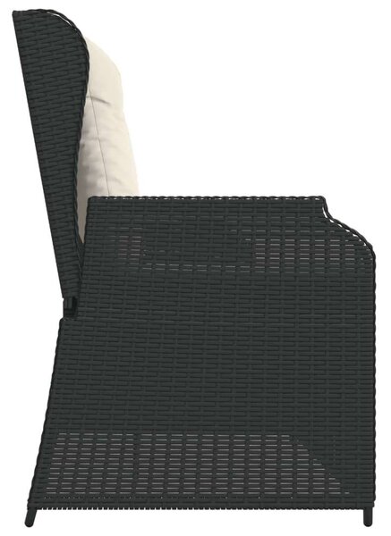 VidaXL fekete polyrattan dönthető kerti pad párnával