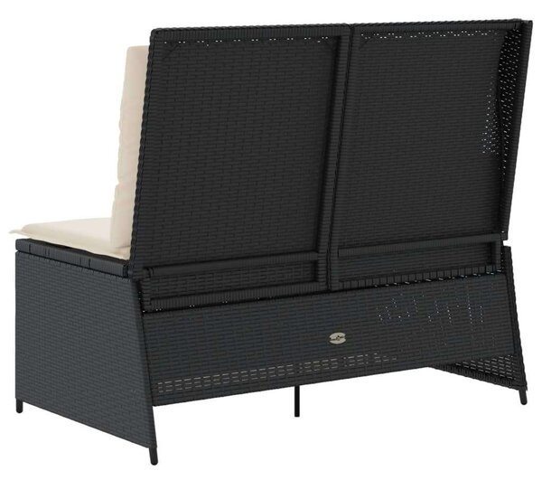 VidaXL fekete polyrattan dönthető kerti pad párnával