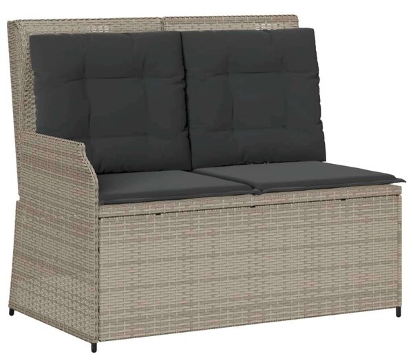 VidaXL világosszürke polyrattan dönthető kerti pad párnával