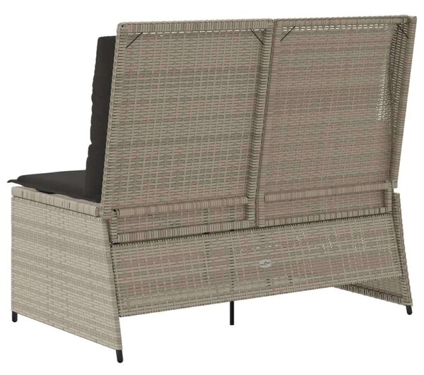 VidaXL világosszürke polyrattan dönthető kerti pad párnával