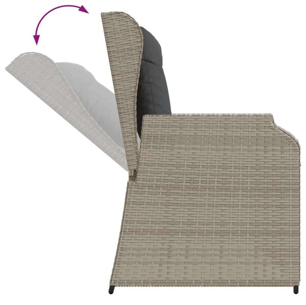 VidaXL világosszürke polyrattan dönthető kerti pad párnával
