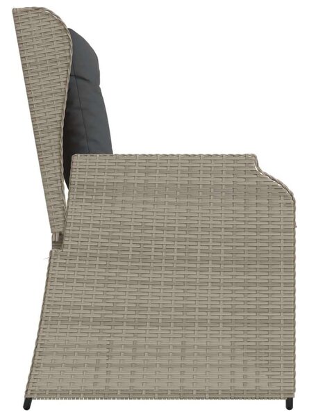 VidaXL világosszürke polyrattan dönthető kerti pad párnával