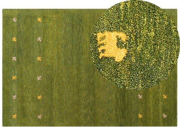 Zöld gabbeh gyapjúszőnyeg 200 x 300 cm YULAFI
