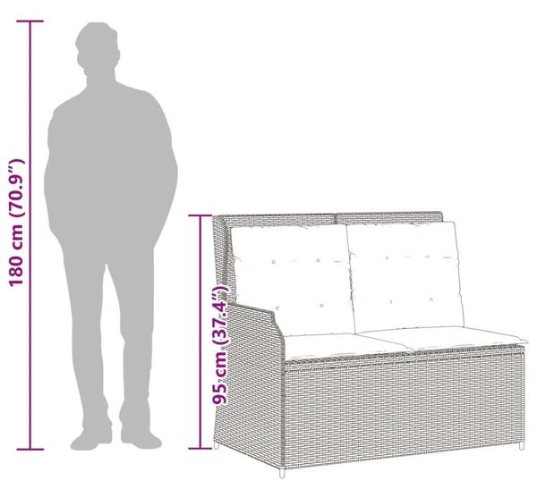 VidaXL világosszürke polyrattan dönthető kerti pad párnával