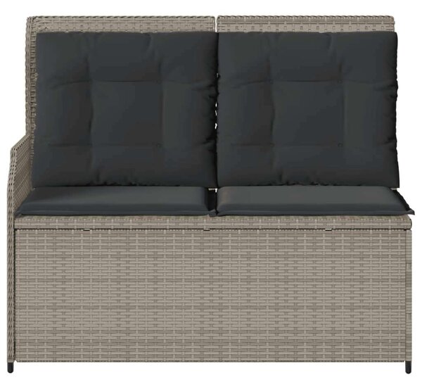 VidaXL világosszürke polyrattan dönthető kerti pad párnával