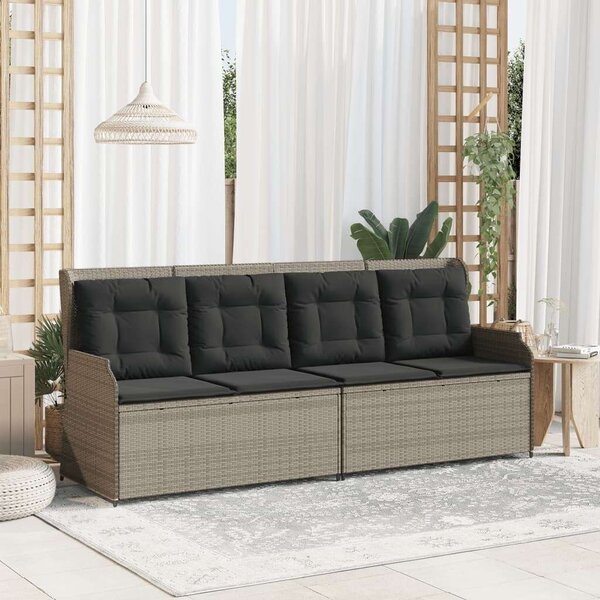 VidaXL világosszürke polyrattan dönthető kerti pad párnával