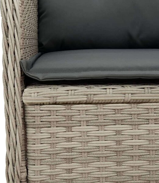 VidaXL világosszürke polyrattan dönthető kerti pad párnával