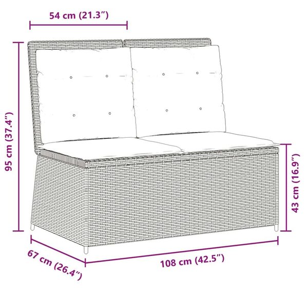 VidaXL Polyrattan Dönthető Kerti Pad - Bézs - 2 személyes