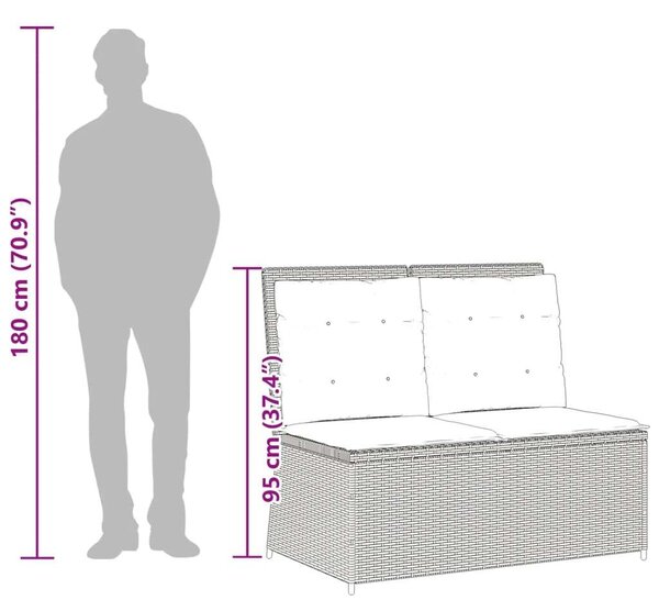 VidaXL Polyrattan Dönthető Kerti Pad - Bézs - 2 személyes