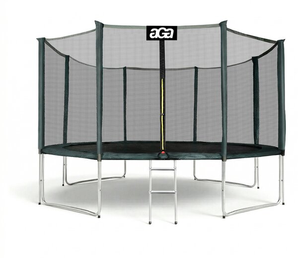 Aga SPORT PRO Trambulin 366 cm Sötétzöld + védőháló + létra
