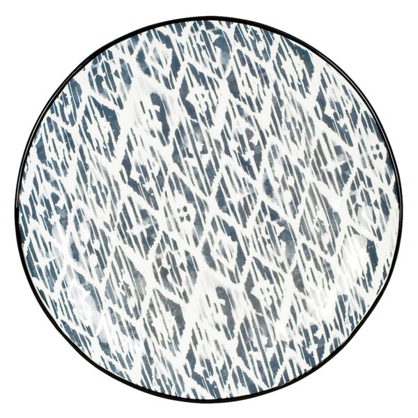 Blues - Fehér-kék színű motívumokkal díszített főételes tányér