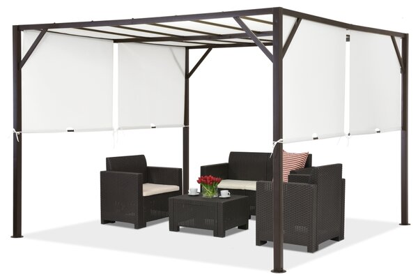 Santorini Garden Point 3 x 3 m-es barna fehér fém kerti árnyékolo