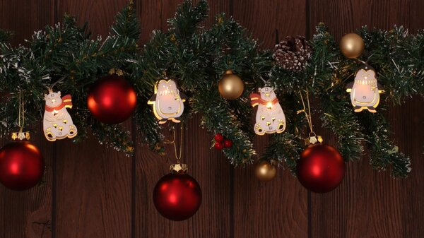 Tracon CHRSTPBW10WW LED karácsonyi lánc, pingvin,medve, elemes Timer 6+18h,10LED, meleg fehér ( 3000K ) színhőmérséklettel, 2xAA