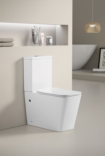 Erga Jotta, WC kombinált csésze 640x365x820 mm, Perem nélküli + wc ülőke, fényes fehér, ERG-V03-JOTTA-RIM-WH