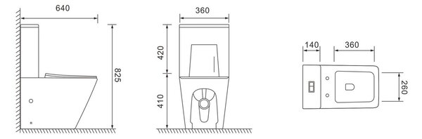 Erga Jotta, WC kombinált csésze 640x365x820 mm, Perem nélküli + wc ülőke, fényes fehér, ERG-V03-JOTTA-RIM-WH