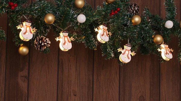 Tracon CHRSTSMPW10WW LED karácsonyi lánc, hóember,elemes Timer 6+18h,10LED, meleg fehér ( 3000K ) színhőmérséklettel, 2xAA ( CHRSTSMPW10WW )