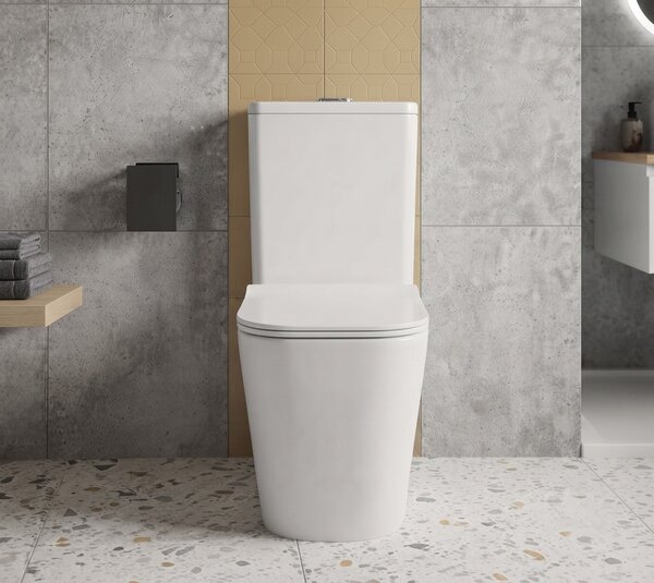 Erga Jotta, WC kombinált csésze 640x365x820 mm, Perem nélküli + wc ülőke, fényes fehér, ERG-V03-JOTTA-RIM-WH