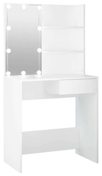 VidaXL Sminkasztal LED-del - Fehér - 74,5x40x141 cm