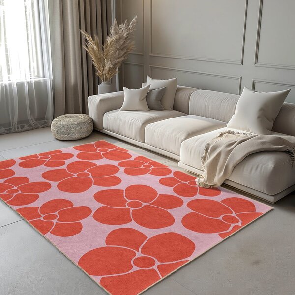 Piros-rózsaszín mosható szőnyeg 80x150 cm Poppy Fields – Mila Home