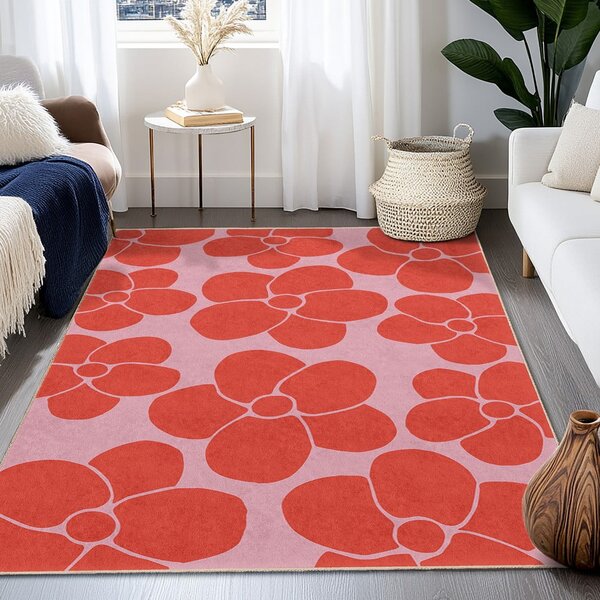 Piros-rózsaszín mosható szőnyeg 80x150 cm Poppy Fields – Mila Home