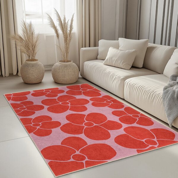 Piros-rózsaszín mosható szőnyeg 80x150 cm Poppy Fields – Mila Home