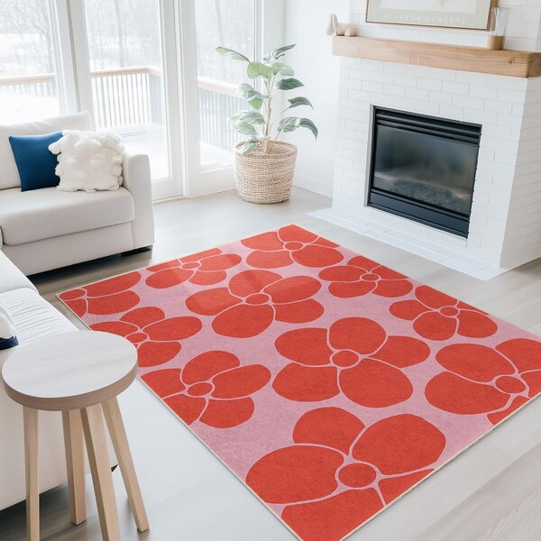 Piros-rózsaszín mosható szőnyeg 80x150 cm Poppy Fields – Mila Home