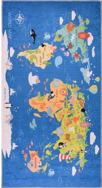 Kék mosható gyerek szőnyeg 160x230 cm Animal Atlas – Vitaus