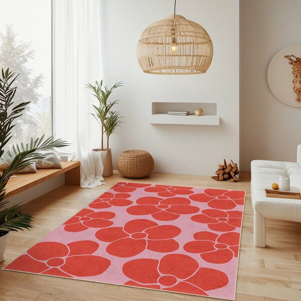 Piros-rózsaszín mosható szőnyeg 80x150 cm Poppy Fields – Mila Home