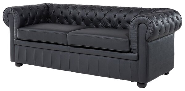 Ülőgarnitúra 4 személyes CHESTERFIELD Bőr Fekete