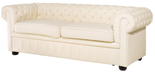 Ülőgarnitúra 4 személyes CHESTERFIELD Bőr Világosbézs