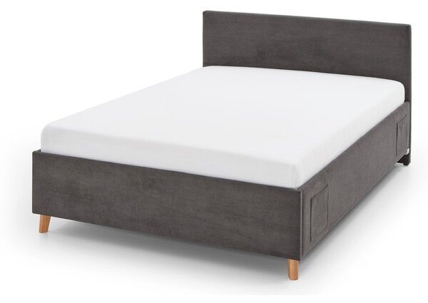Antracitszürke kárpitozott ágyneműtartós gyerekágy ágyráccsal 120x200 cm Cool – Meise Möbel