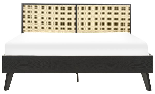 Ágy Rattan MONPAZIER 160 x 200 cm Fekete