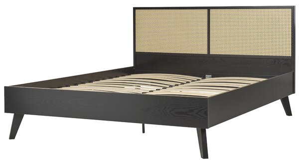 Ágy Rattan MONPAZIER 160 x 200 cm Fekete